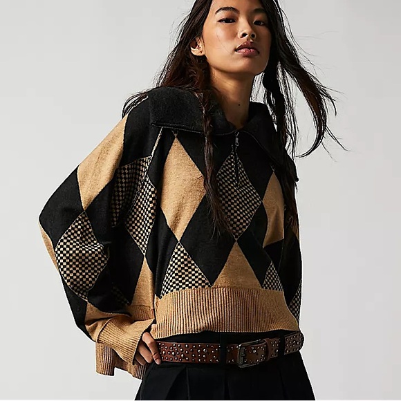 NEW Free People Lucy Half Zip Pullover Sweater - Picture 1 of 16